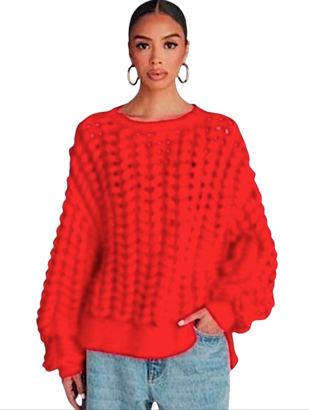 KBB by KAHLANA Women OVERSIZED Pullover Sweater "The Chunky Knit Crew"